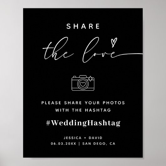 Poster Script de calligraphie Partager Le Hashtag Mariage (Devant)