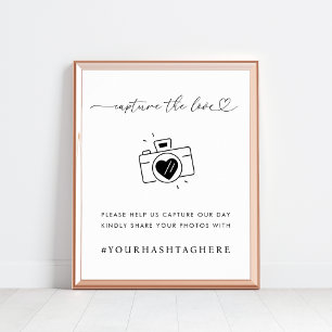 Poster Script de coeur Capturez l'appareil photo d'amour