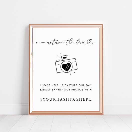 Poster Script de coeur Capturez l'appareil photo d'amour