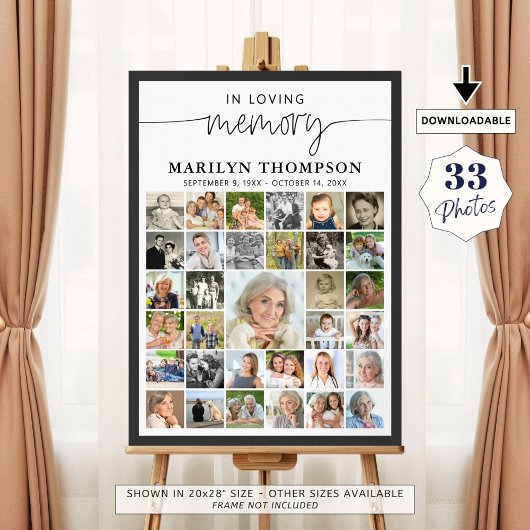 Poster Script de collage photo 33 pour funérailles En sou