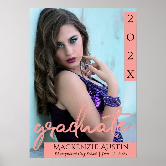 Poster Script de corail | Gardien photo tendance Grad (Devant)