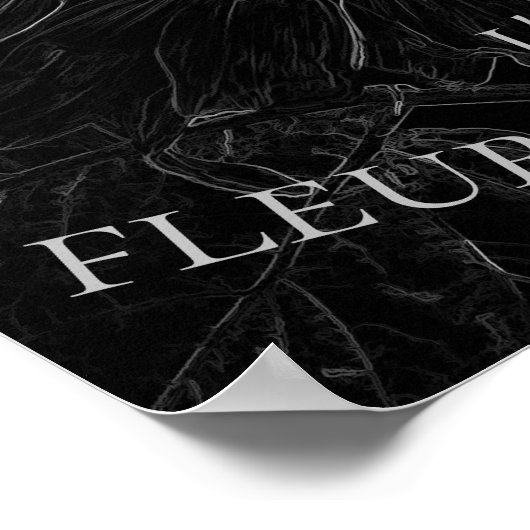 Poster Script de découpage floral noir et blanc tournesol (Coin)