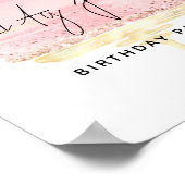 Poster Script de gâteau rose Bienvenue Nom Fête d'anniver (Coin)
