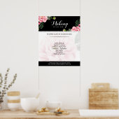 Poster Script de maquillage floral moderne noir blanc (Cuisine)