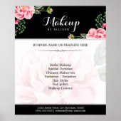 Poster Script de maquillage floral moderne noir blanc (Devant)