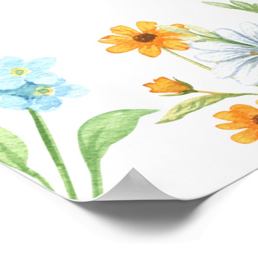 Poster Script de Mariage de bordure de fleur de prairie f (Coin)