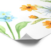 Poster Script de mariage de bordure de fleurs de prairie (Coin)
