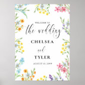 Poster Script de mariage de bordure de fleurs de prairie (Devant)