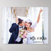 Poster Script de pinceau moderne M. et Mme Mariage Photo (Devant)