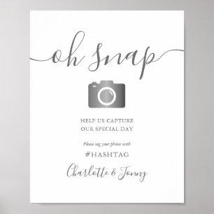 Poster Script de signature gris et blanc Oh Snap Signal