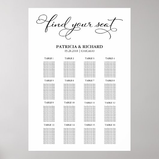 Poster Script élégant du panneau du mariage (Devant)