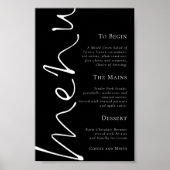 Poster Script élégant Menu Mariage noir simple (Devant)