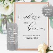 Poster Script Élégant Partager Le Hashtag Mariage Amour