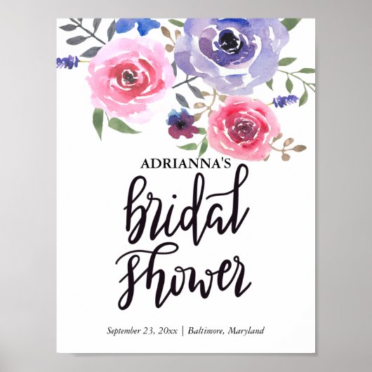 Poster Script Fête des mariées à l'aquarelle Floral Bunal (Devant)