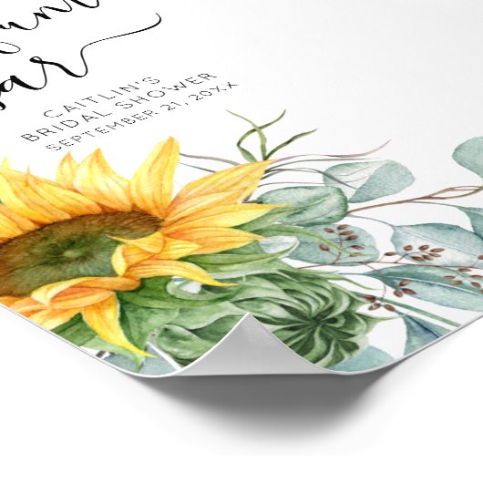 Poster Script Fête des mariées de tournesol panneau barre (Coin)