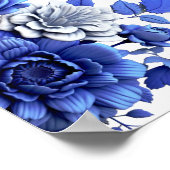 Poster Script floral bleu blanc programme de mariage budg (Coin)