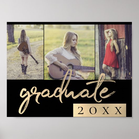 Poster Script Gold | Elegant 3 garde photo (Devant)