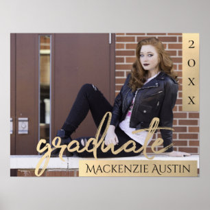 Poster Script Gold Elegant Grad Photo Keepsaké