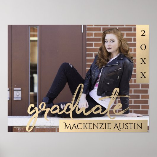Poster Script Gold | Elegant Grad Photo Keepsaké (Devant)