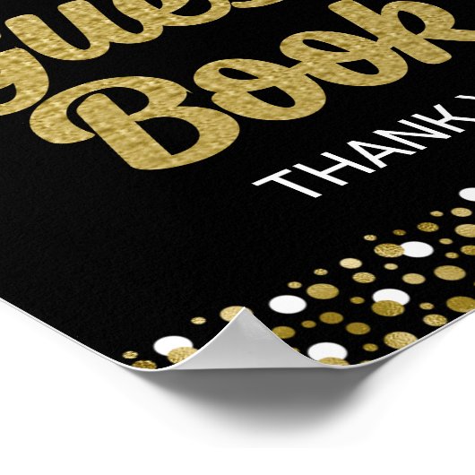 Poster Script Gold S'Il Vous Plaît Signer Le Livre D'Invi (Coin)