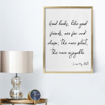 Poster Script Lettrer Citation d'amitié Art<br><div class="desc">Une merveilleuse citation de Louisa May Alcott sur l'amitié dans un style minimaliste noir et blanc écriture poster.</div>