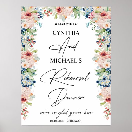 Poster Script manuscrit Bienvenue à notre dîner de répéti (Devant)