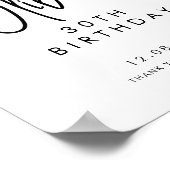 Poster Script manuscrit noir 30e anniversaire Bienvenue (Coin)