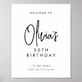 Poster Script manuscrit noir 30e anniversaire Bienvenue (Devant)