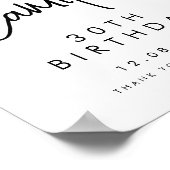 Poster Script manuscrit noir 30e anniversaire Bienvenue (Coin)