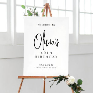 Poster Script manuscrit noir 40e anniversaire Bienvenue