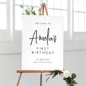 Poster Script manuscrit noir premier anniversaire Bienven