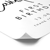 Poster Script manuscrit Premier anniversaire Bienvenue an (Coin)