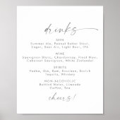 Poster Script Mariage moderne Argent Boissons Menu Signer (Devant)