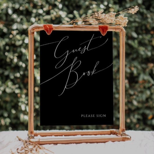 Poster Script minimal Whimsical | Black Guest Book Sign