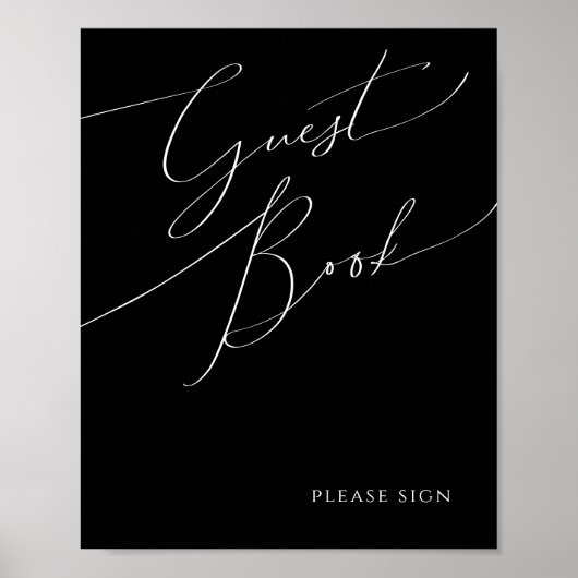 Poster Script minimal Whimsical | Black Guest Book Sign (Devant)