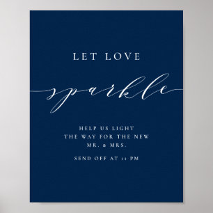 Poster Script Minimaliste Bleu Laisser l'amour Mariage ét