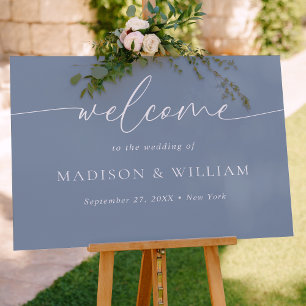 Poster Script minimaliste moderne Dusty Mariage bleu Accu