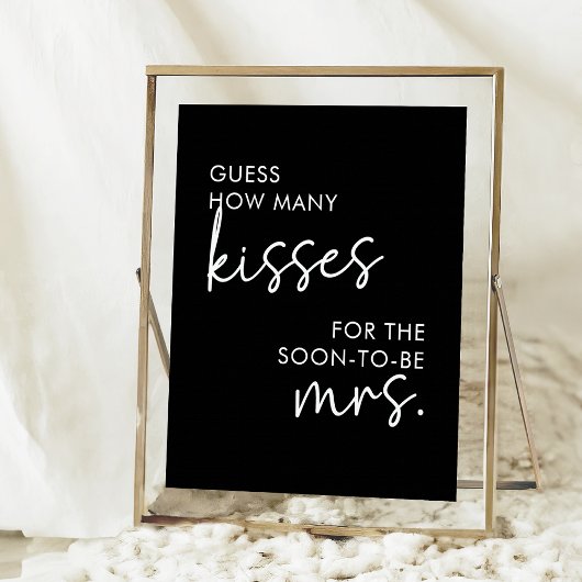 Poster Script minimaliste noir Combien de baisers jeu