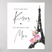 Poster Script minimaliste Tour Eiffel Combien de baisers (Devant)