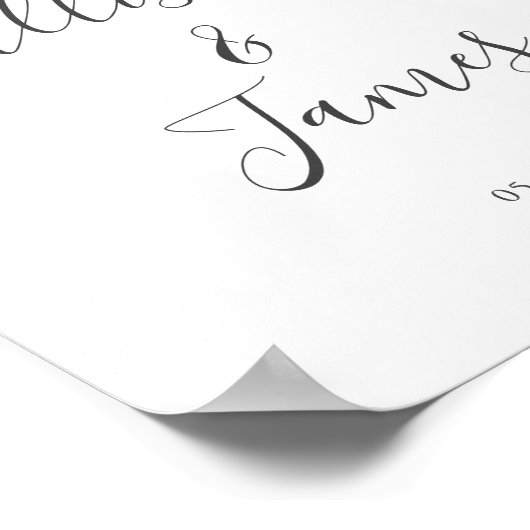 Poster Script Modern White Wedding Welcome Sign (Coin)