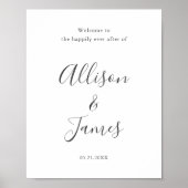 Poster Script Modern White Wedding Welcome Sign (Devant)