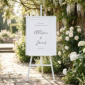 Poster Script Modern White Wedding Welcome Sign