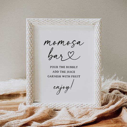 Poster Script moderne Baby shower Momosa Bar Sign