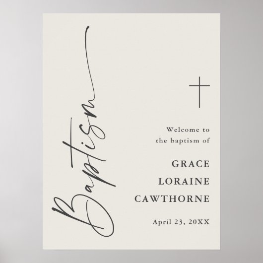 Poster Script moderne Baptême neutre Bienvenue (Devant)