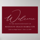 Poster Script moderne Bourgogne Welcome Graduation Party (Devant)