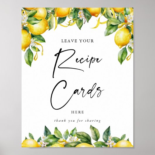 Poster Script moderne Citrus Citrus Recette Cartes Signe (Devant)