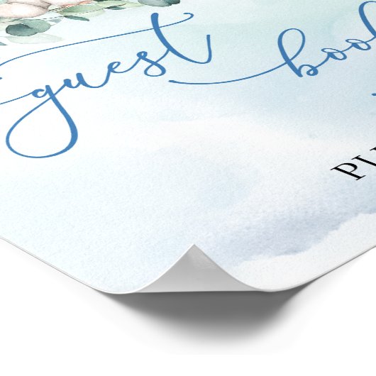 Poster Script moderne Cute Elephant bleu panneau du livre (Coin)