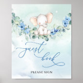 Poster Script moderne Cute Elephant bleu panneau du livre (Devant)