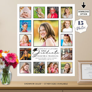 Poster Script moderne Graduate 15 photo Collage