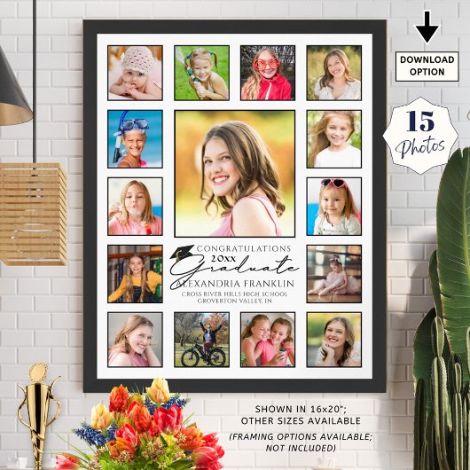 Poster Script moderne Graduate 15 photo Collage